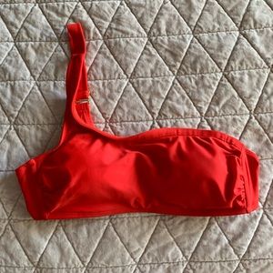 Red One-Shoulder Bathing Suit Top